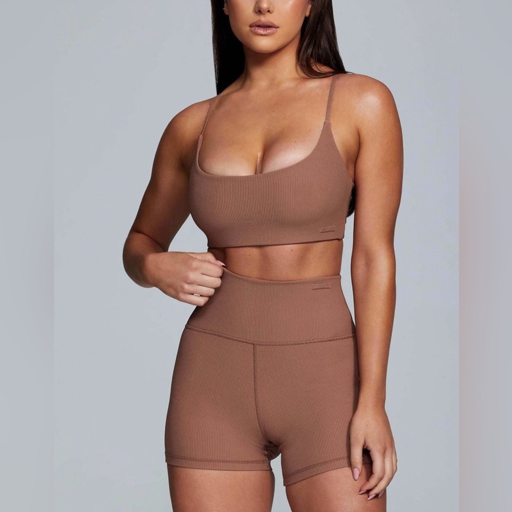Meshki Mocha Ribbed Workout Set